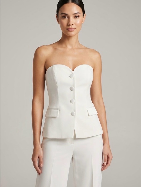 Zara Tops - Zara Strapless White Corset Blazer Top Structured Tailored Vest Size XS